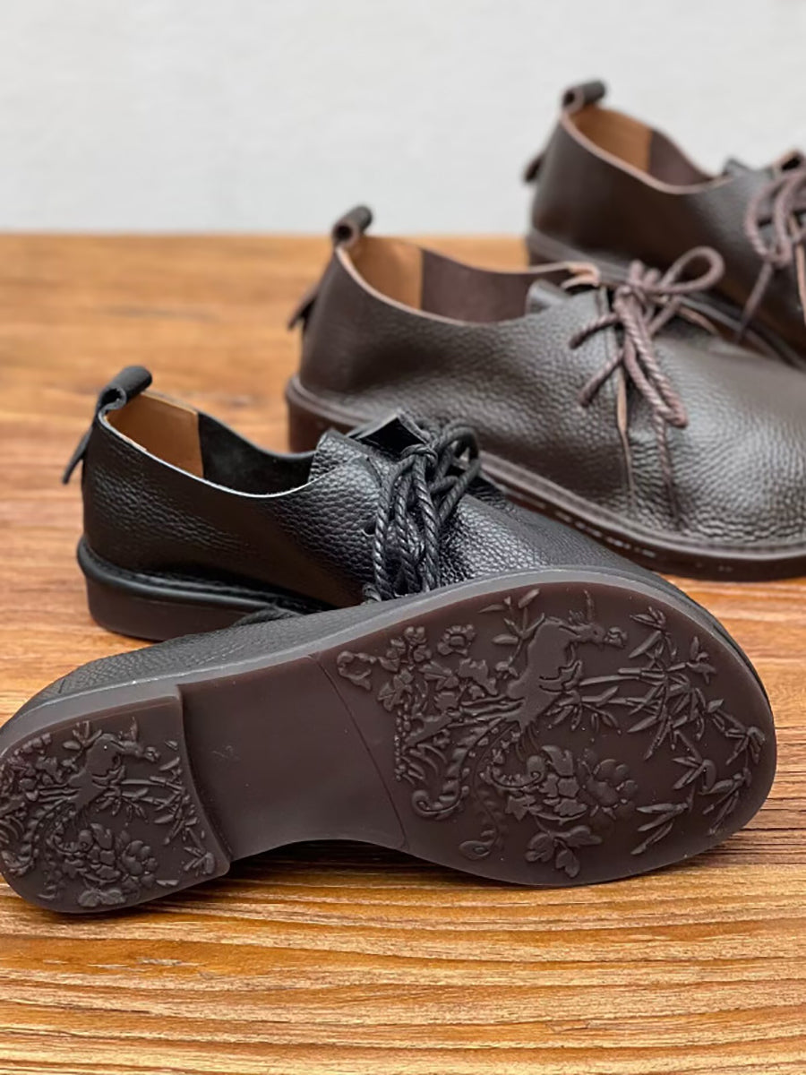 Women Summer Soft Genuine Leather Low Heel Shoes