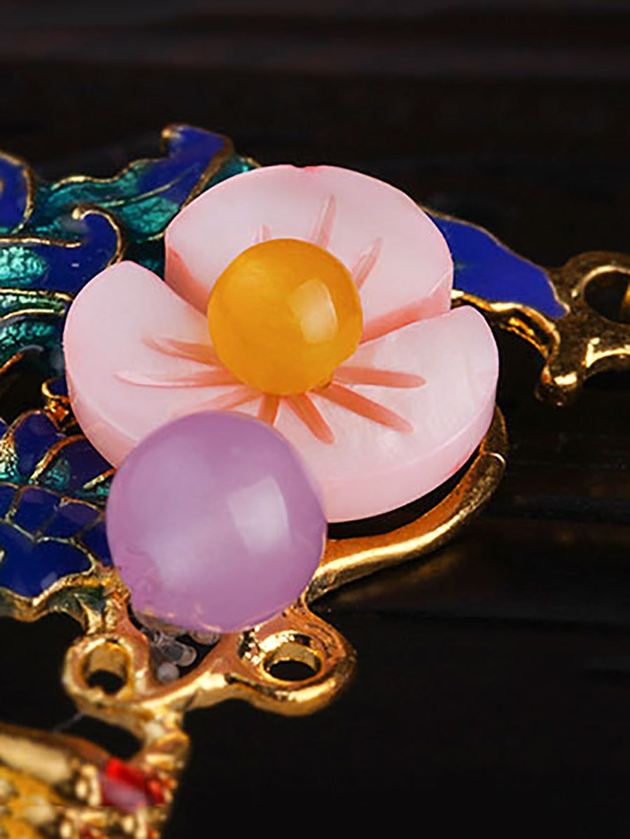 Women Vintage Cloisonne Phenix S925Sliver Earrings