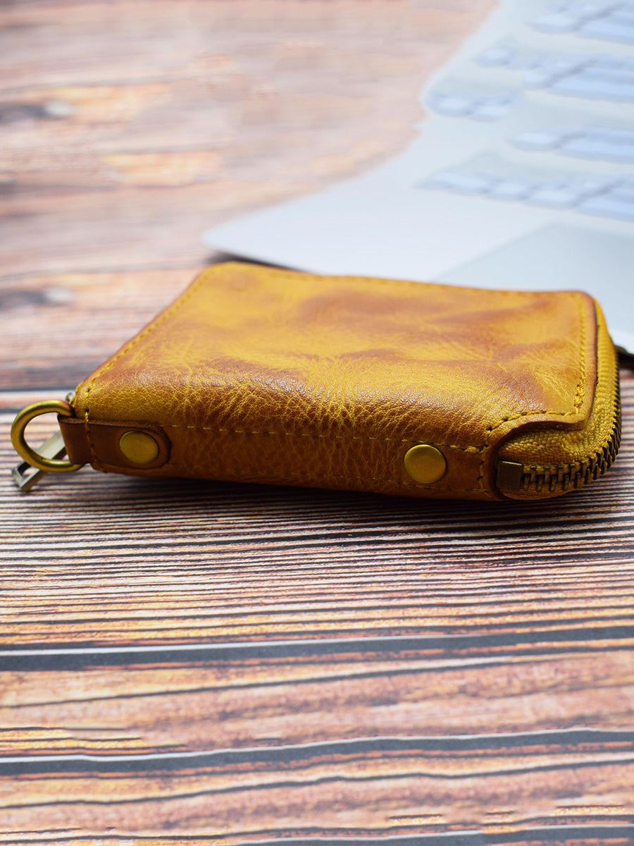 Retro Leather Zipper Multifunction Wallet