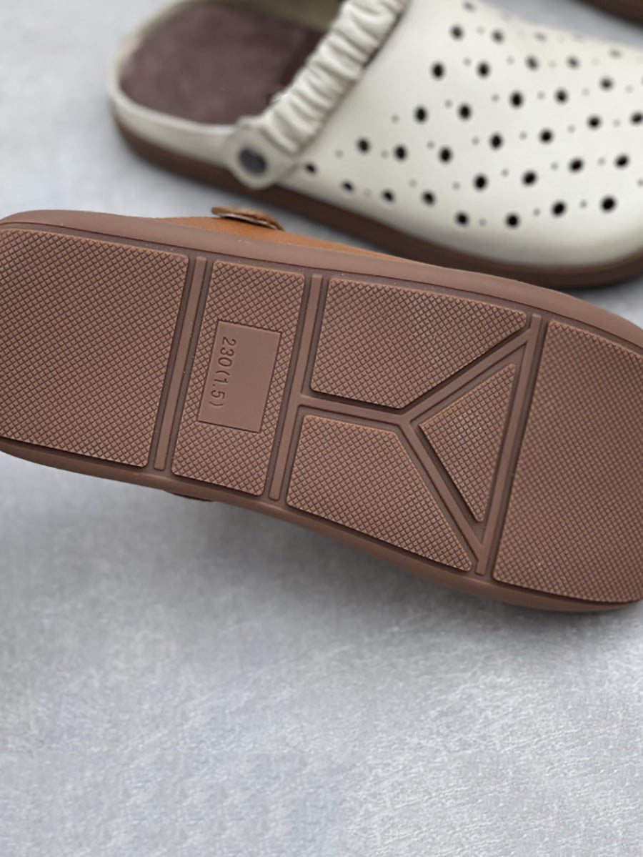 Women Summer Leather Hollow Out Slippers