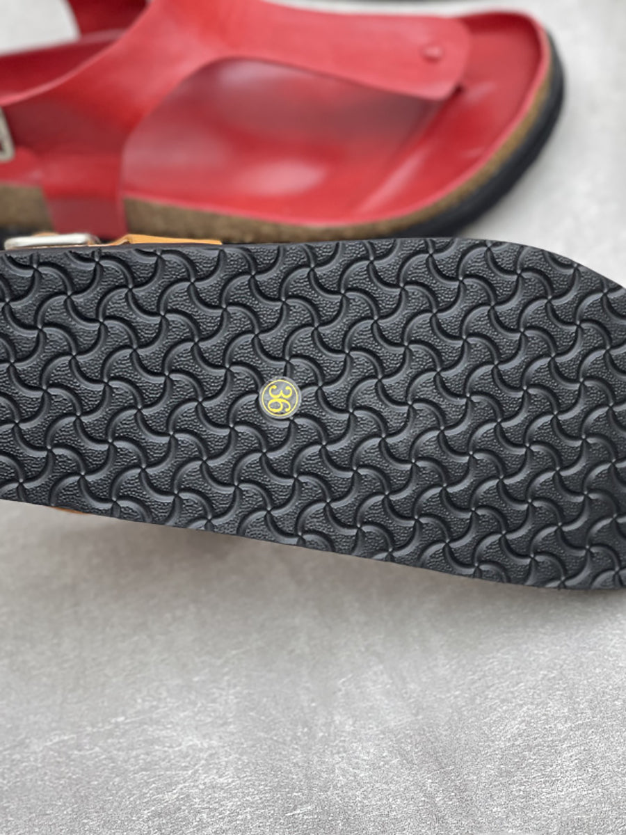 Women Vintage Summer Genuine Leather Low Heel Sandals