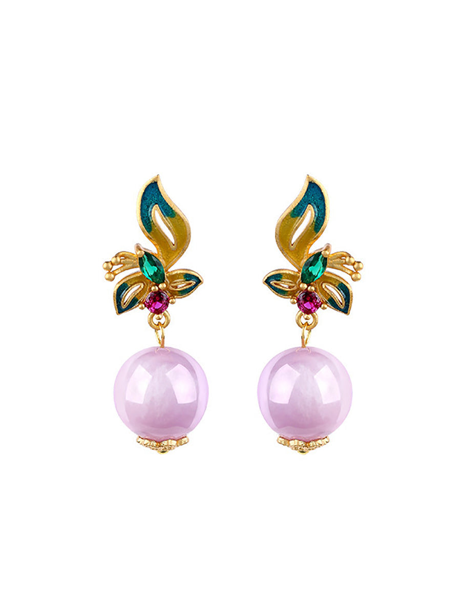 Ethnic Women 24KGold Plated Jade Earrings