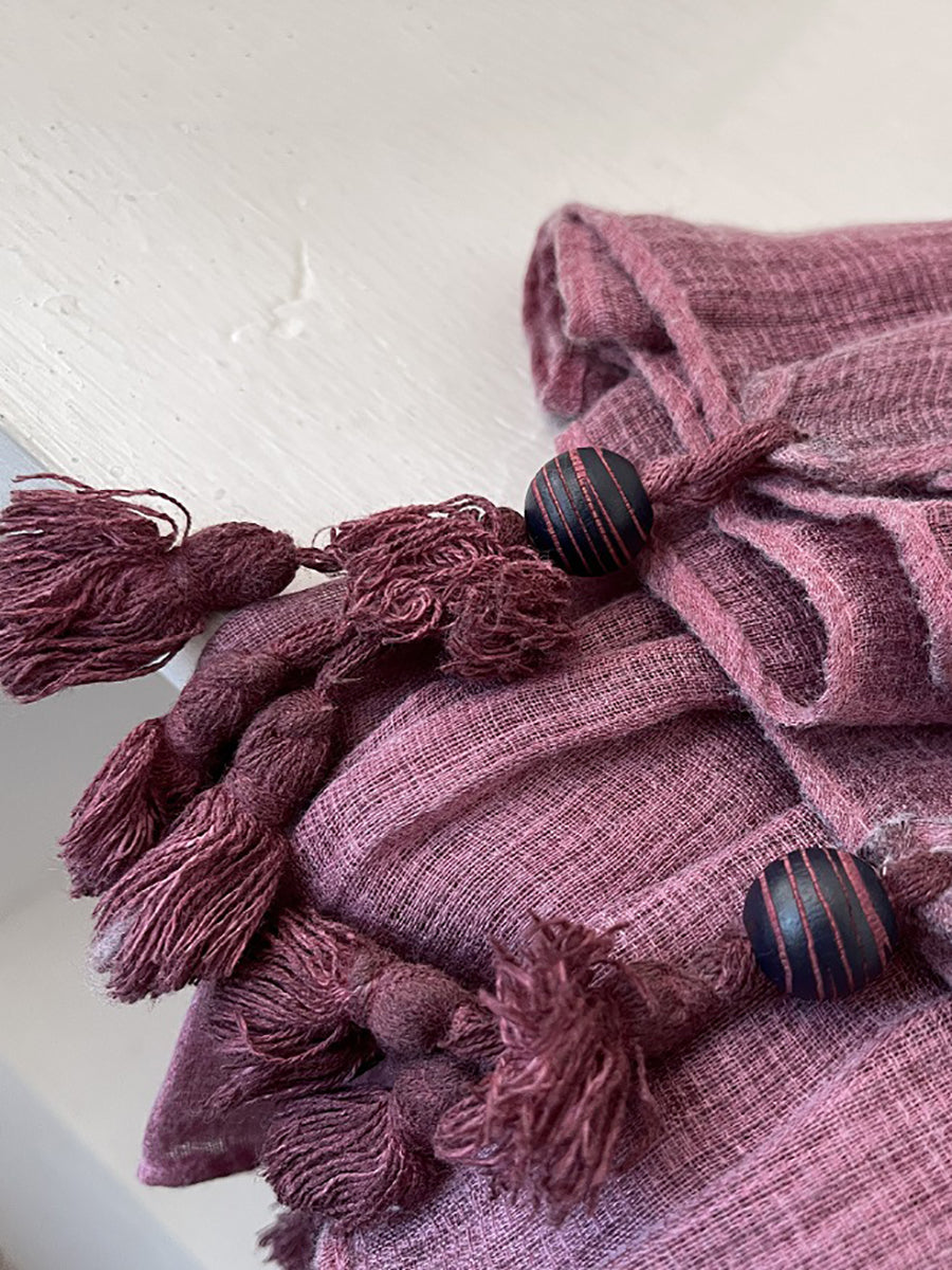 Women Retro Summer Cotton Tassel Shawl Scarf