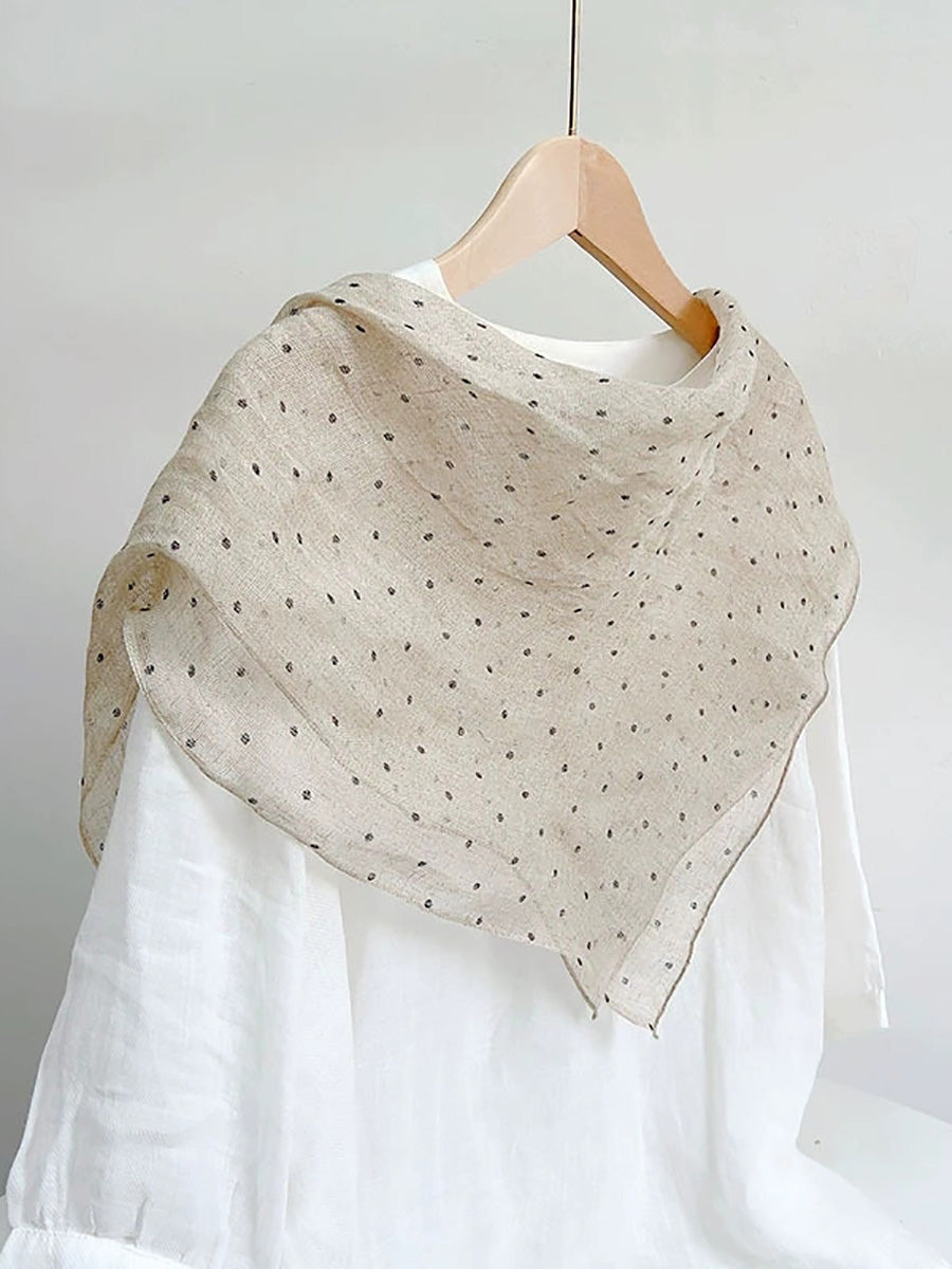 Women Artsy Floral Thin Tassel Linen Shawl Scarf