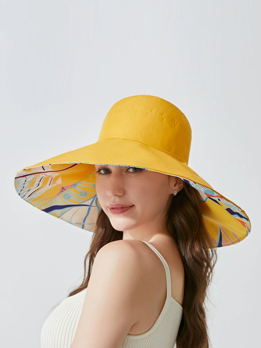 Women Summer Artsy Flower Dual-side Wearing Sunproof Hat