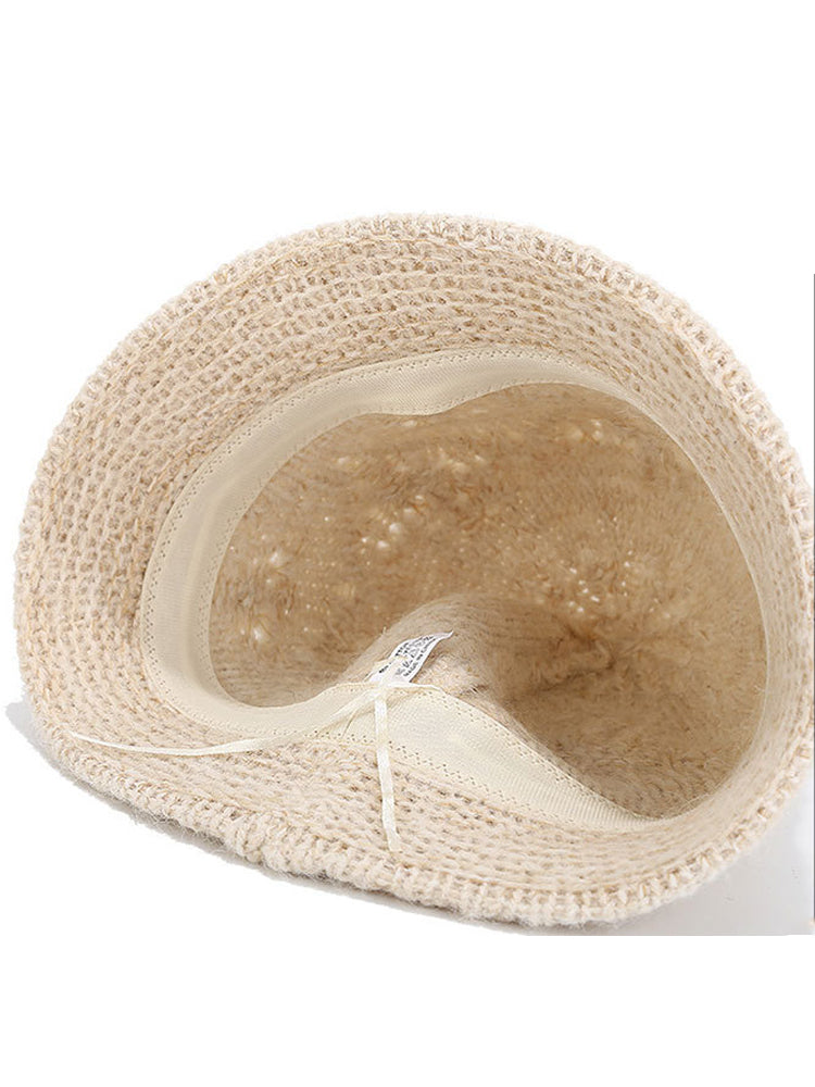 Women Autumn Warm Knitted Bucket Hat