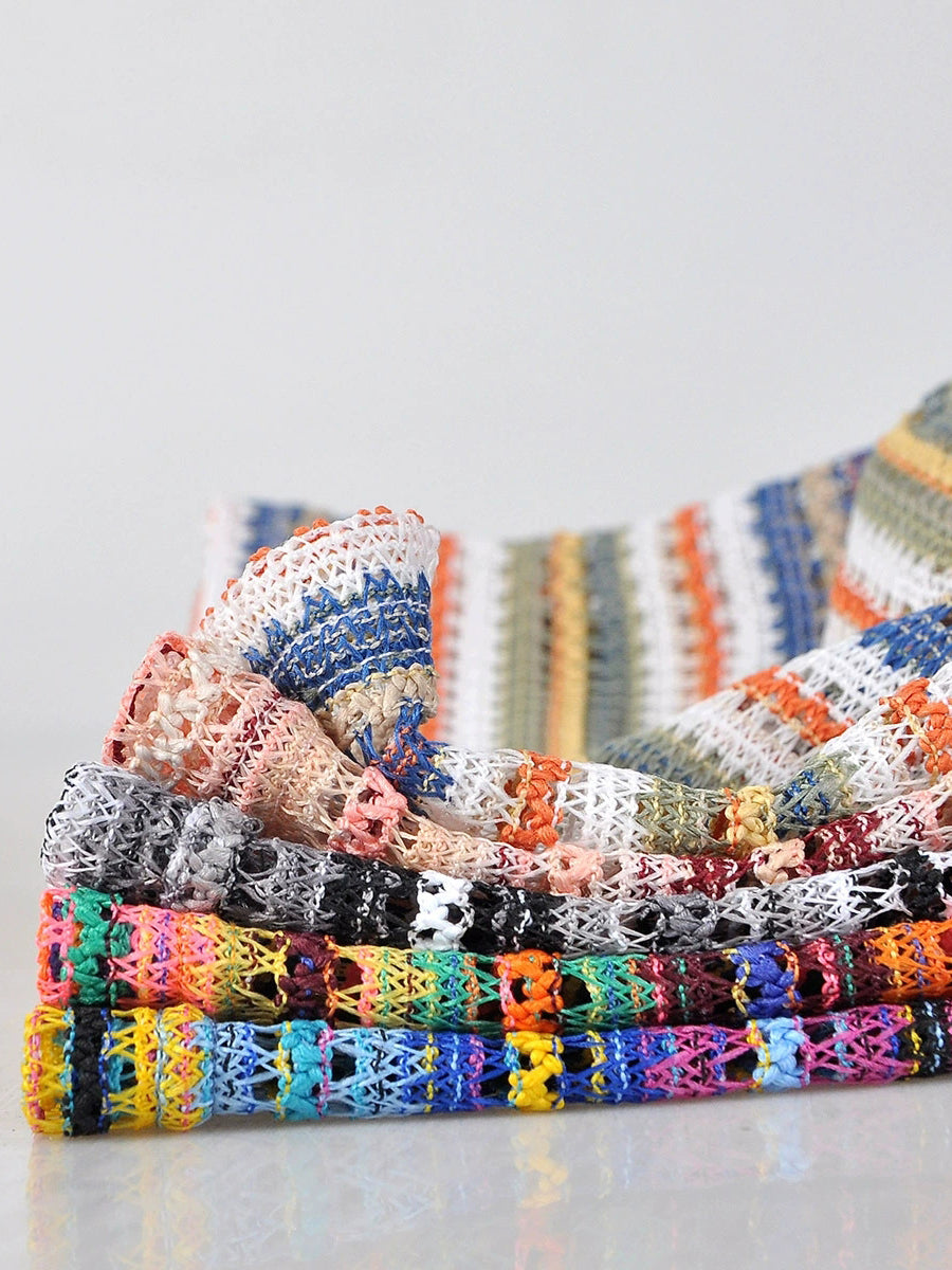 Women Artsy Autumn Colorful Stripe Knitted Hat