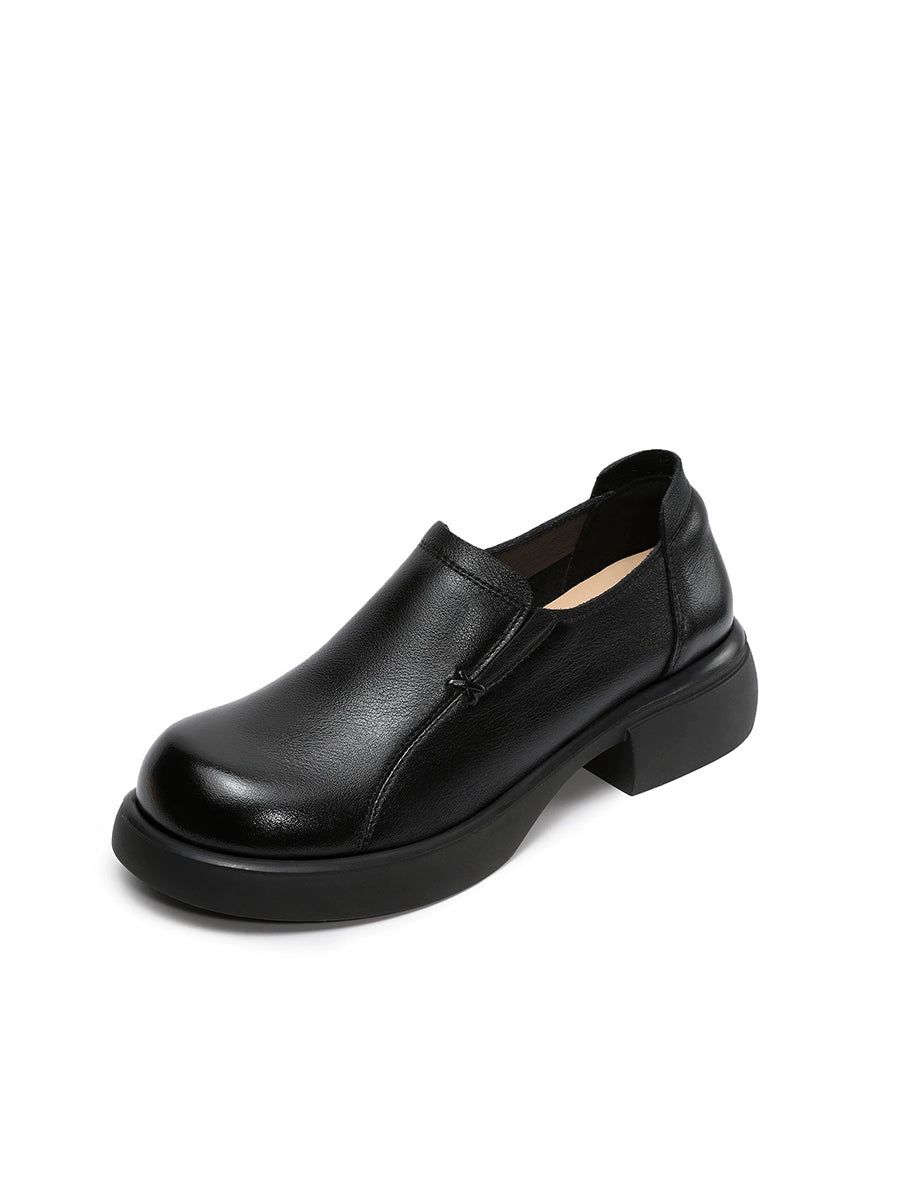 Women Summer Genuine Leather Mid Heel Shoes