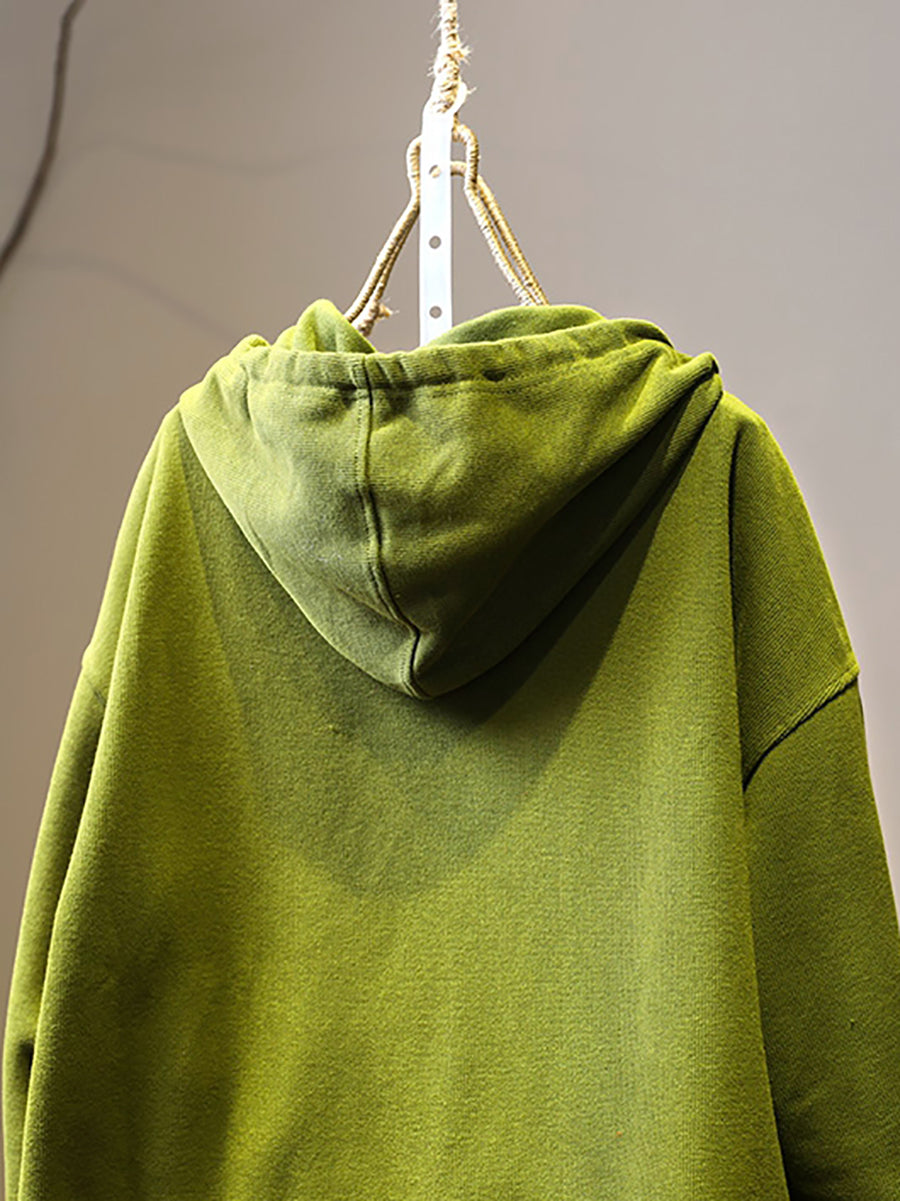 Women Autumn Pure Color Hooded Cardigan Shirt Coat