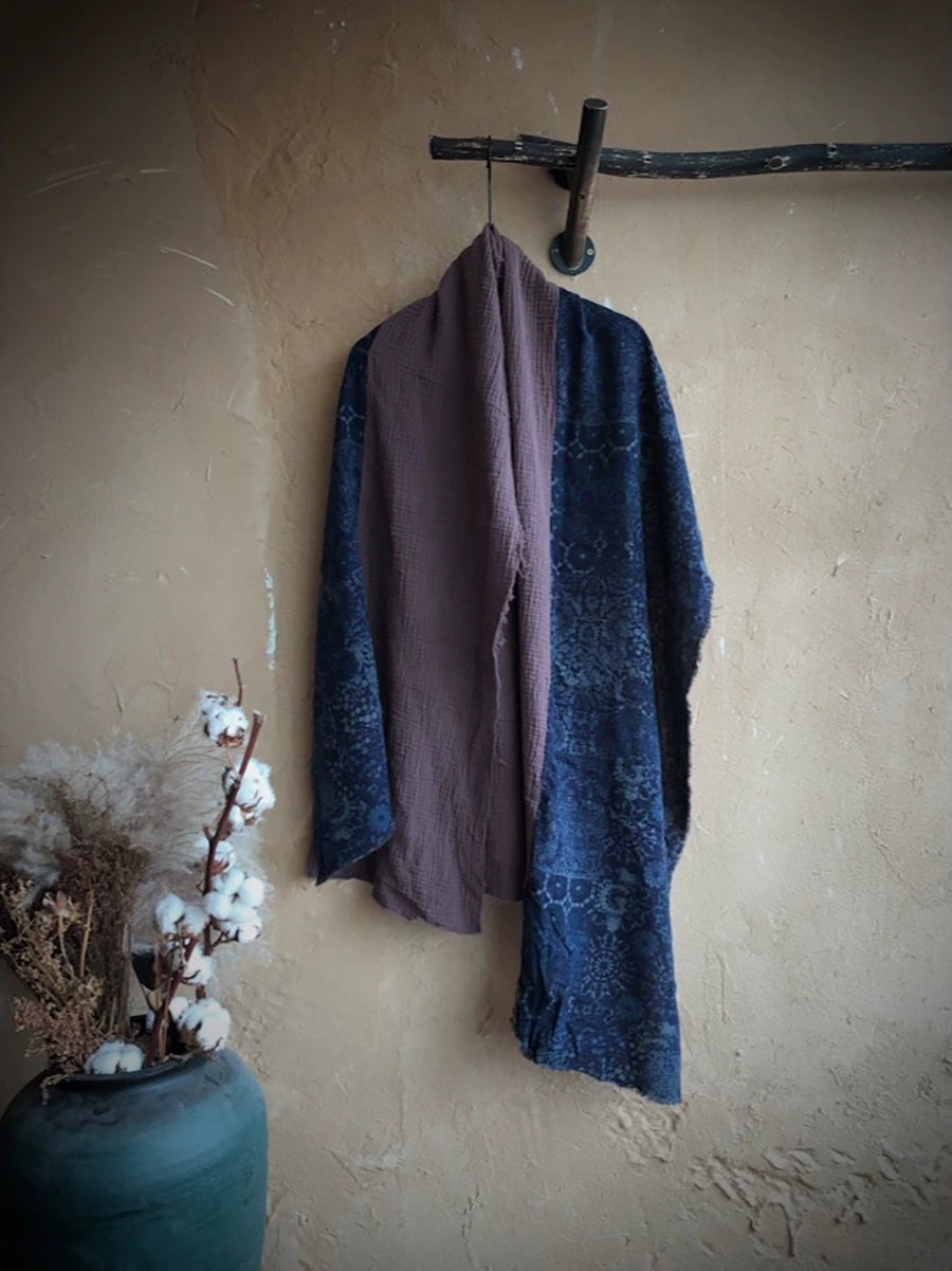 Women Ethnic Autumn Flower Spliced Shawl Scarf