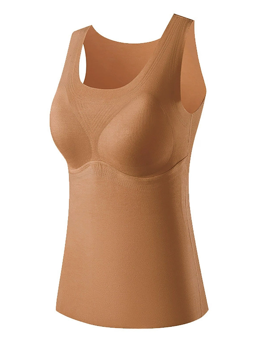 Women Autumn Casual Pure Color U-Neck Bottom Vest