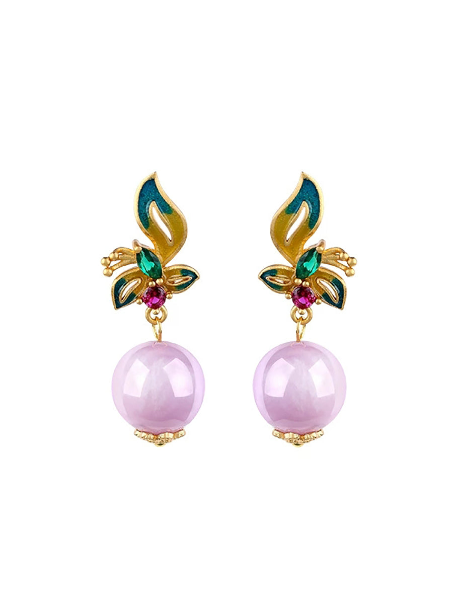 Ethnic Purple Lithium Crystal Butterfly Earrings