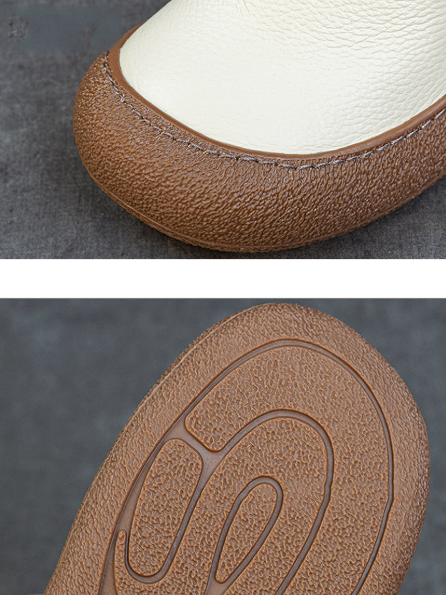 Women Winter Genuine Leather Strap Flat Boots