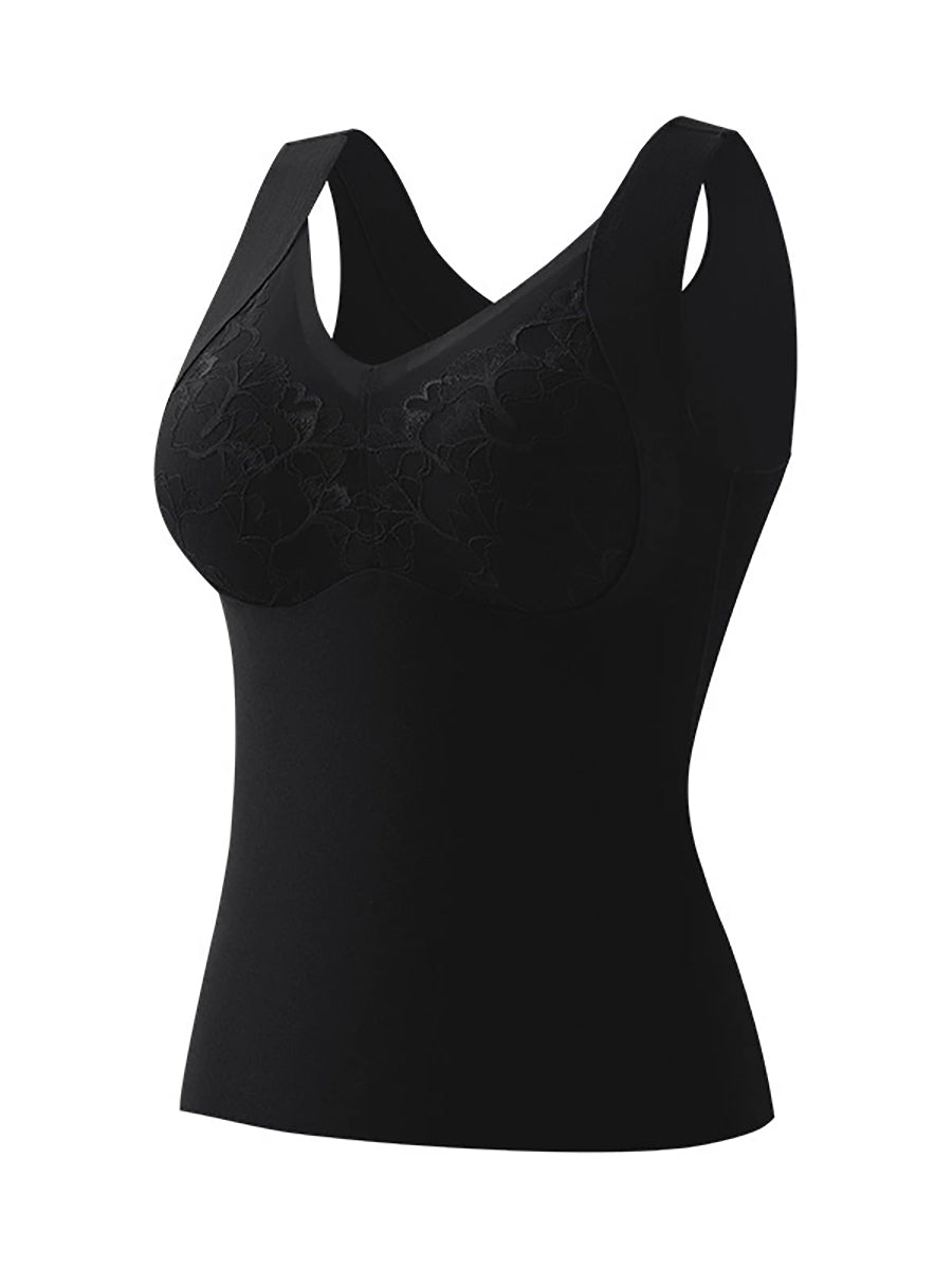 Women Autumn Artsy Lace Spliced V-Neck Bottom Vest