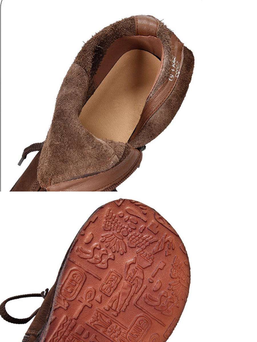 Women Winter Genuine Leather Platform Ankle Boots