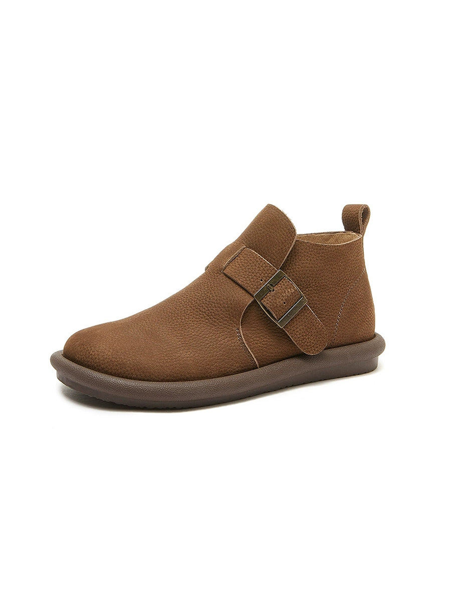 Women Vintage Soft Leather Flat Ankle Boots