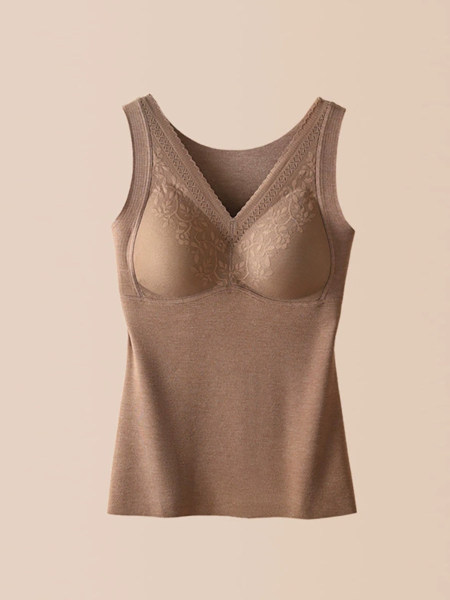 Women Autumn Warm Pure Color V-Neck Base Vest