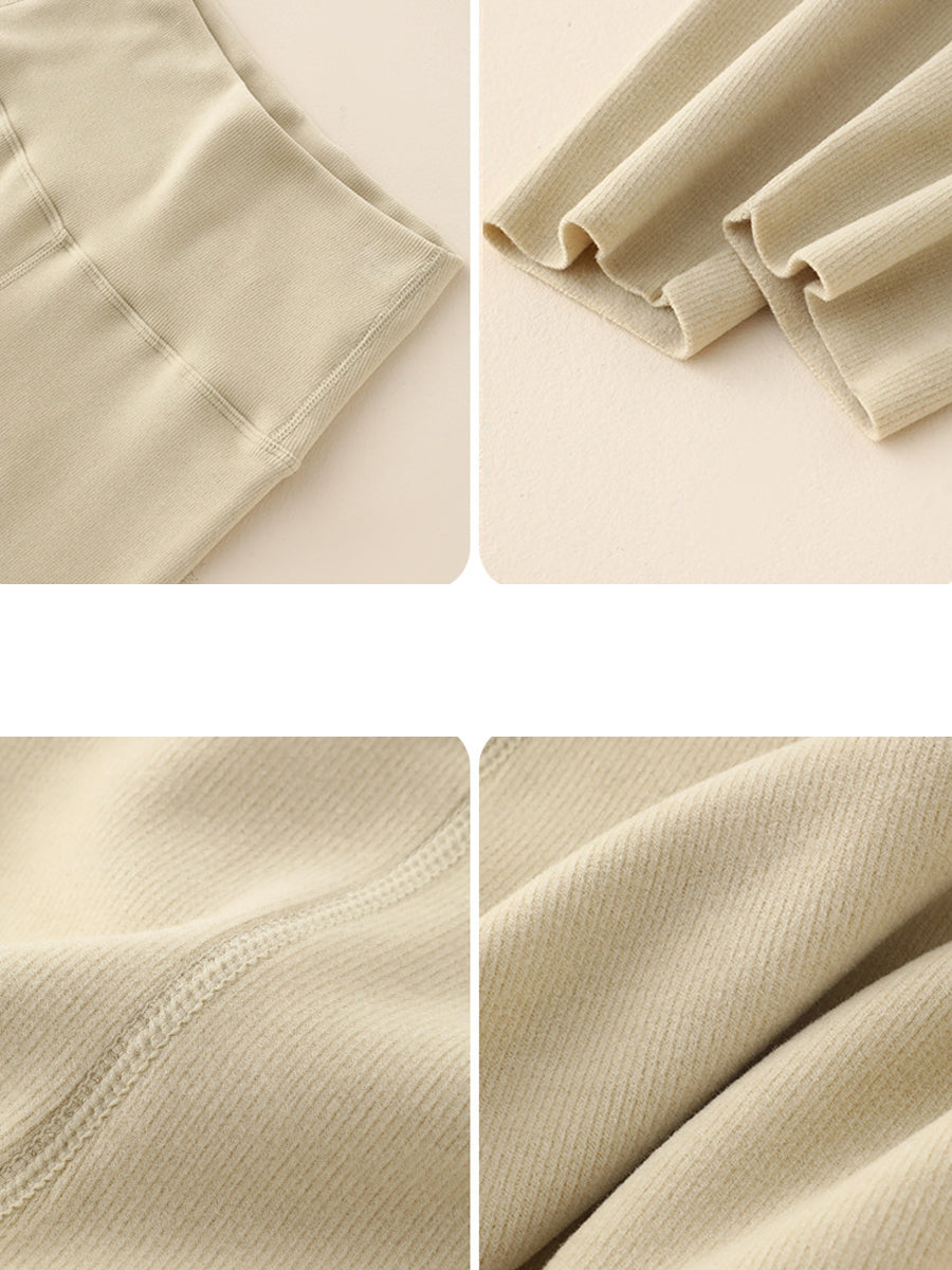 Women Autumn Warm Pure Color High Waist Leggings