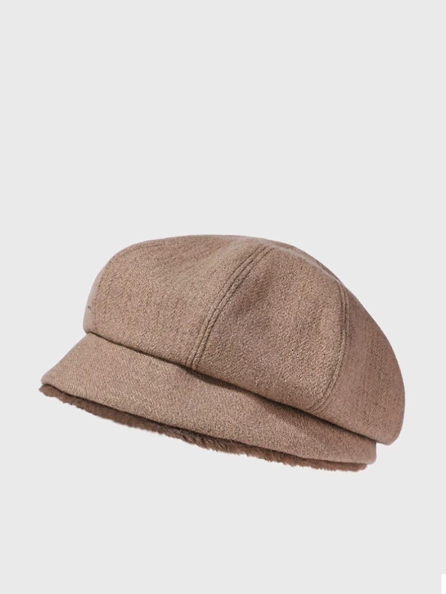 Women Winter Casual Plush Warm Octagonal Cap