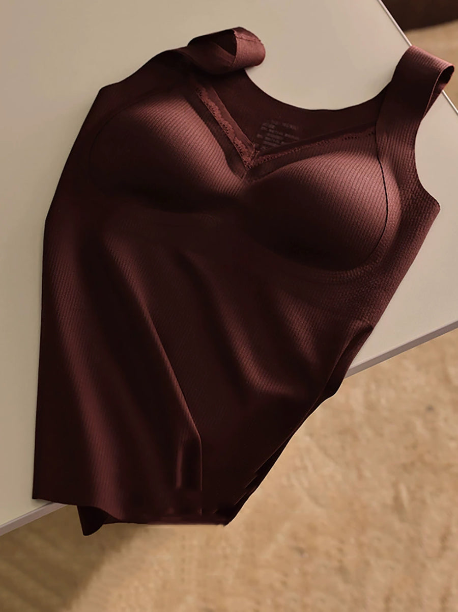 Women Autumn Warm Pure Color V-Neck Base Vest