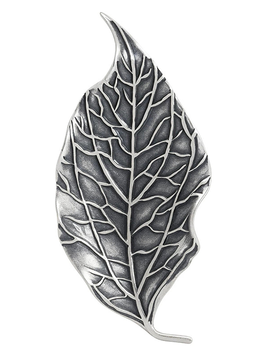 Women Vintage Worn Leaf S925Silver Brooch