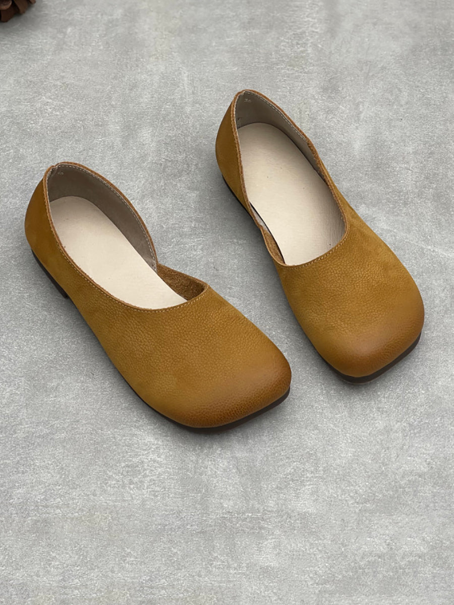 Women Vintage Genuine Leather Low Heel Shoes