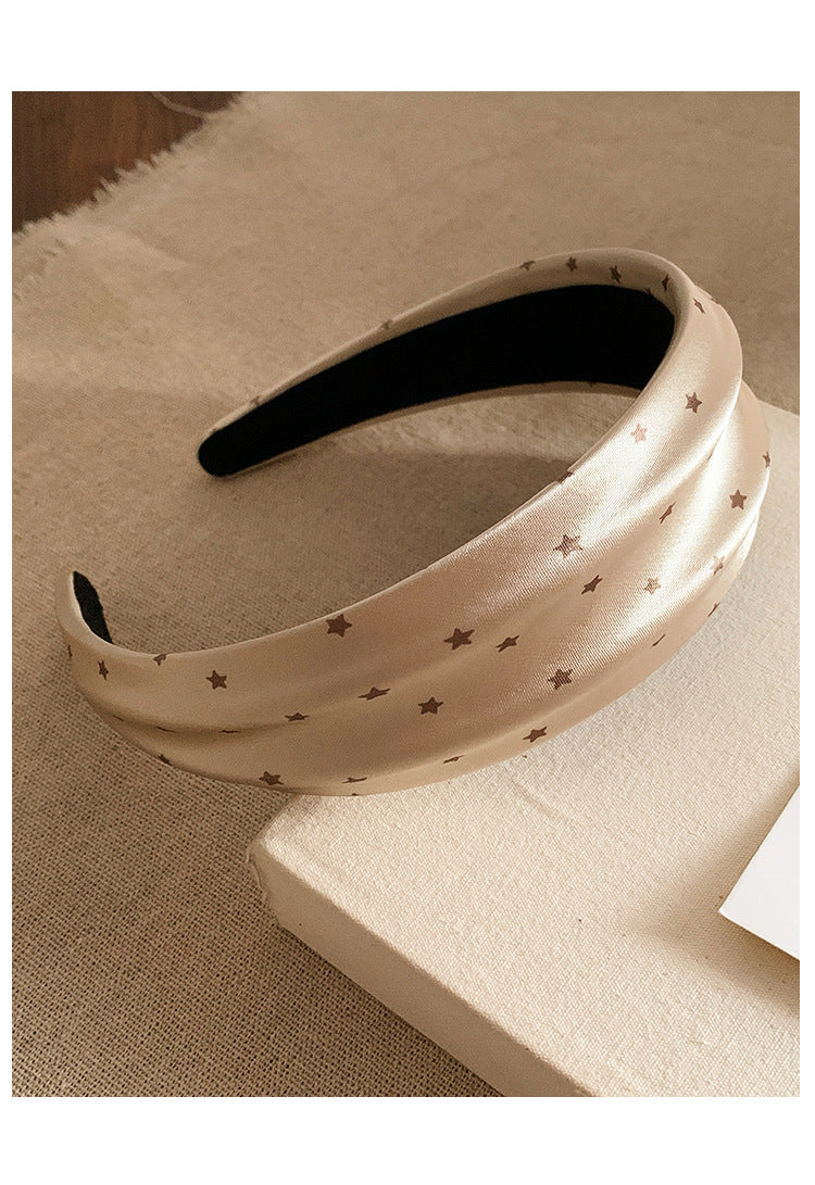 Star Hair Band For Women In Satin Material, Grey Color, Perfect For Summer
