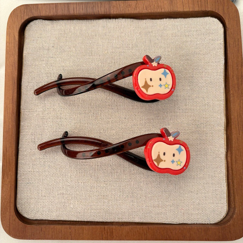 Apple Sweet Style Hair Claws For Women Made Of Resin, Available In Yellow Hairpin