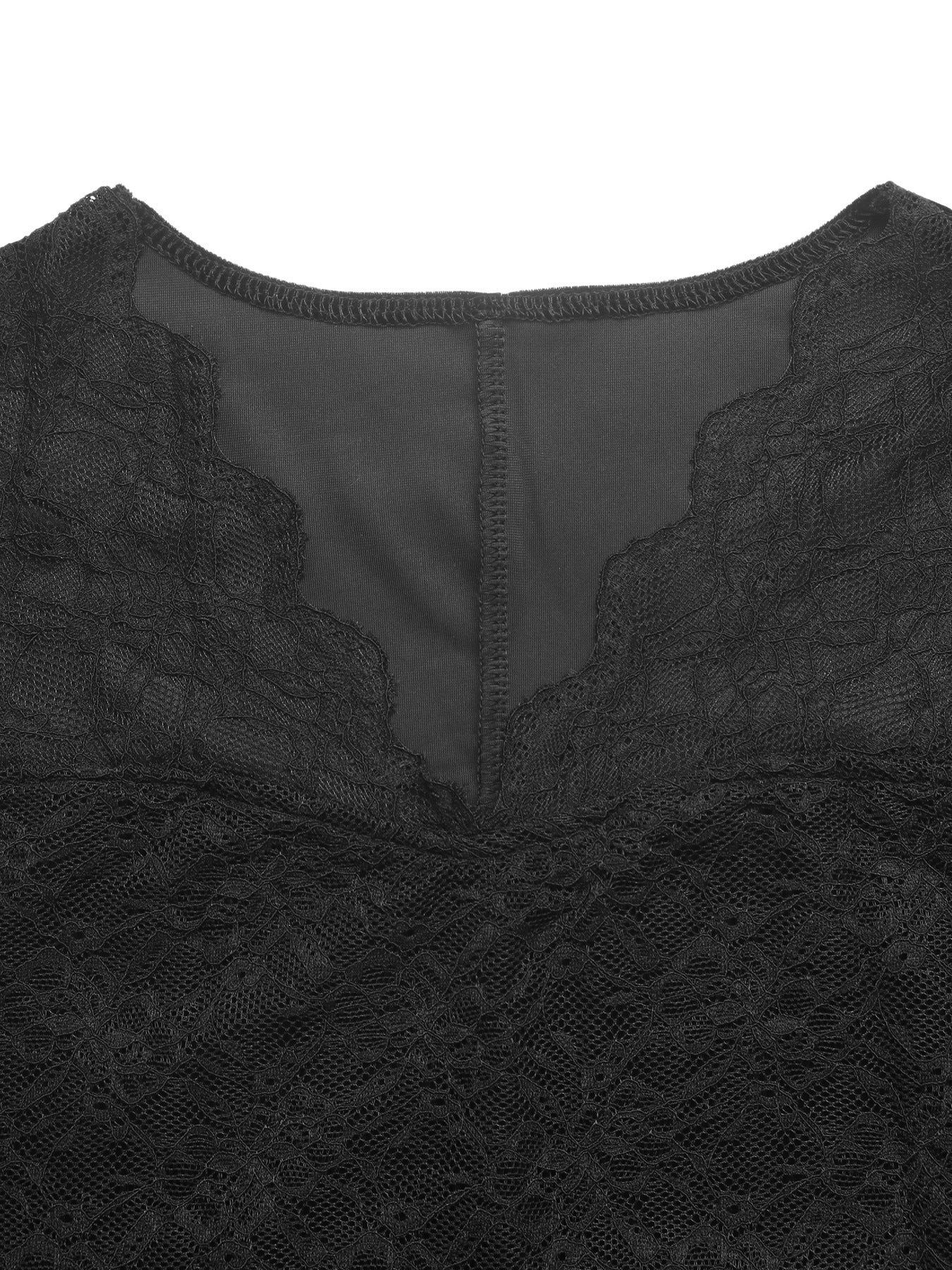 Vintage Style Lace Velvet Dress With Long Sleeve And V Neck, Perfect For Date Nights