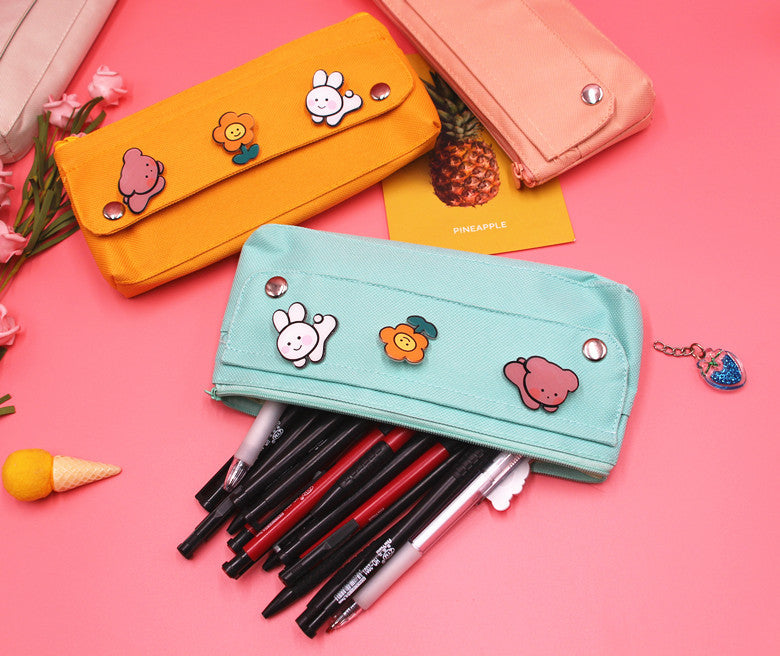 Solid Color Oxford Cloth Pencil Case For Learning, Durable And Stylish Stationery Accessory