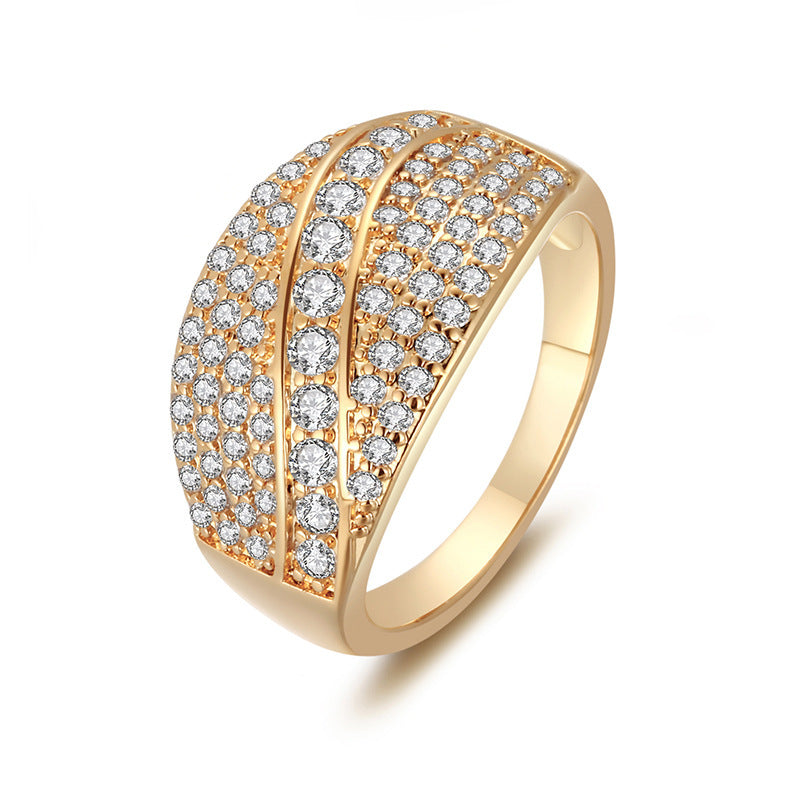 Geometric Simple Style Women’s Ring In Electroplated Copper With Rhinestone Inlay