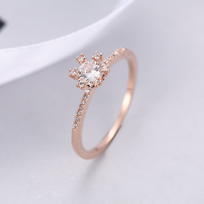 Simple Style Sun Ring For Women In Electroplated Copper With Zircon Inlay