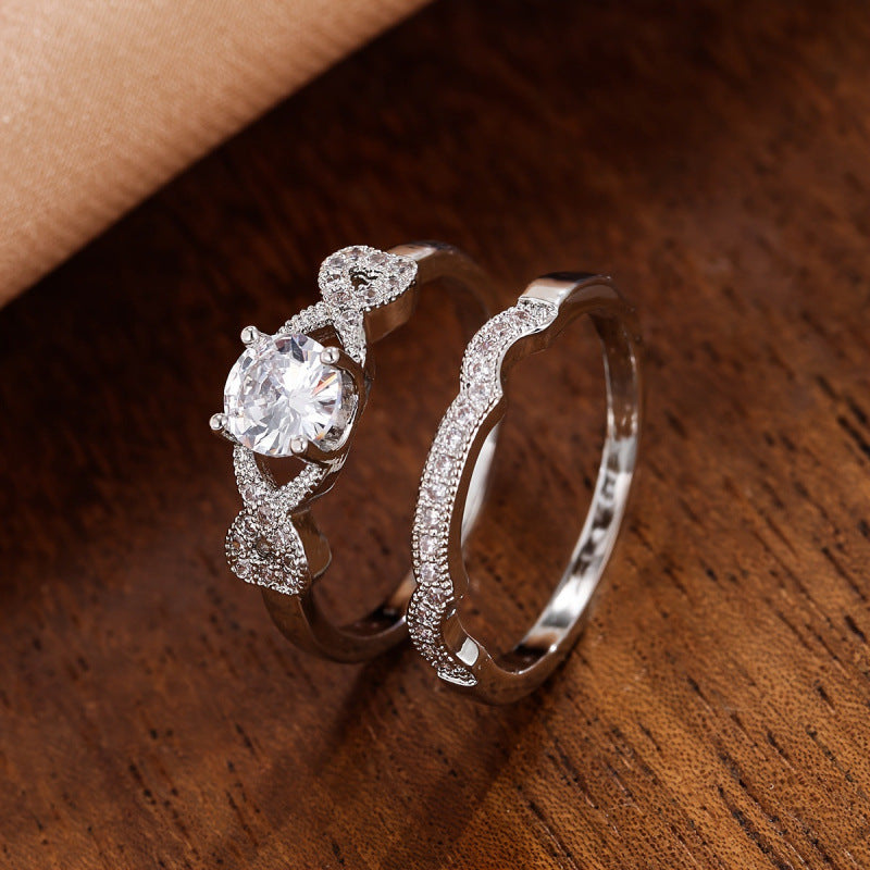 Romantic Knot Ring For Women In Electroplated Copper With Zircon Inlay