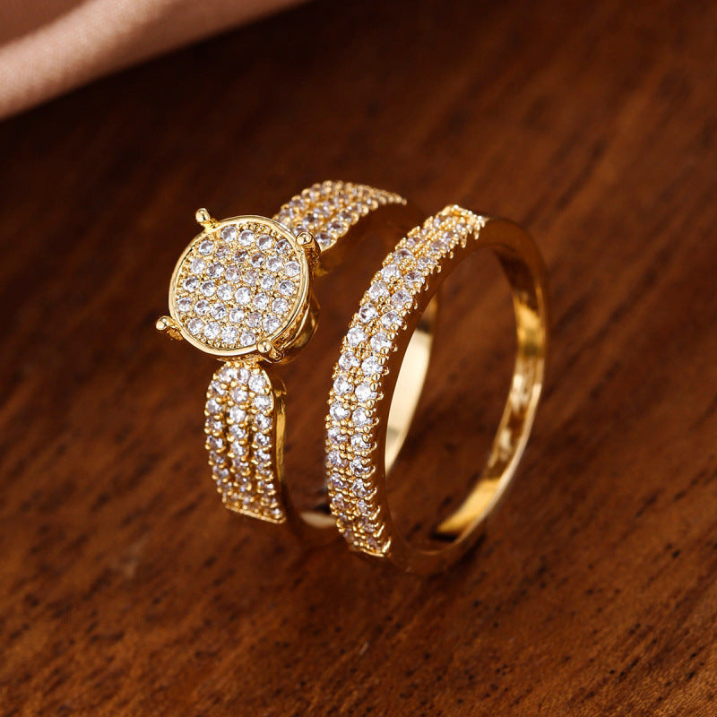Simple Style Geometric Rings For Women In Copper With Real Gold Plated Electroplated Finish And Zircon Inlay