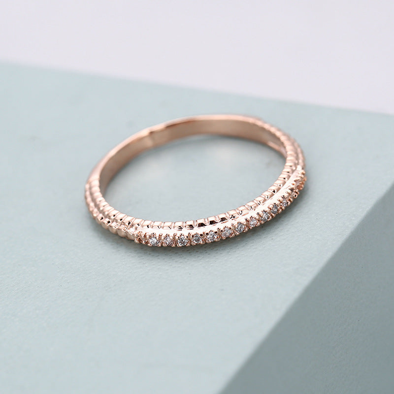 Geometric Copper Ring For Women With Electroplated Gold Plating, Stylish And Elegant Jewelry