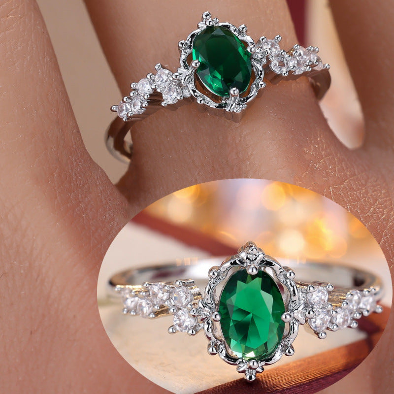 Elaborate Lace Copper Ring With Zircon Inlay In Vintage Style For Women