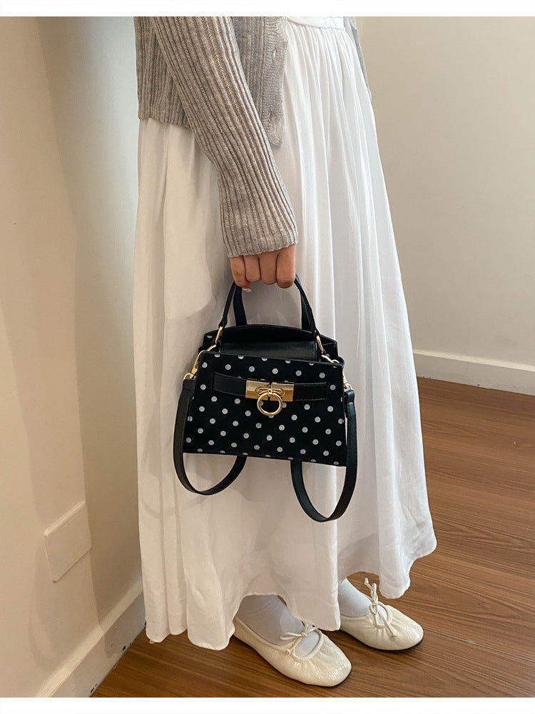 Women’s Square Crossbody Bag In PU Leather With Polka Dots And Sewing Thread Detail, Perfect For Summer