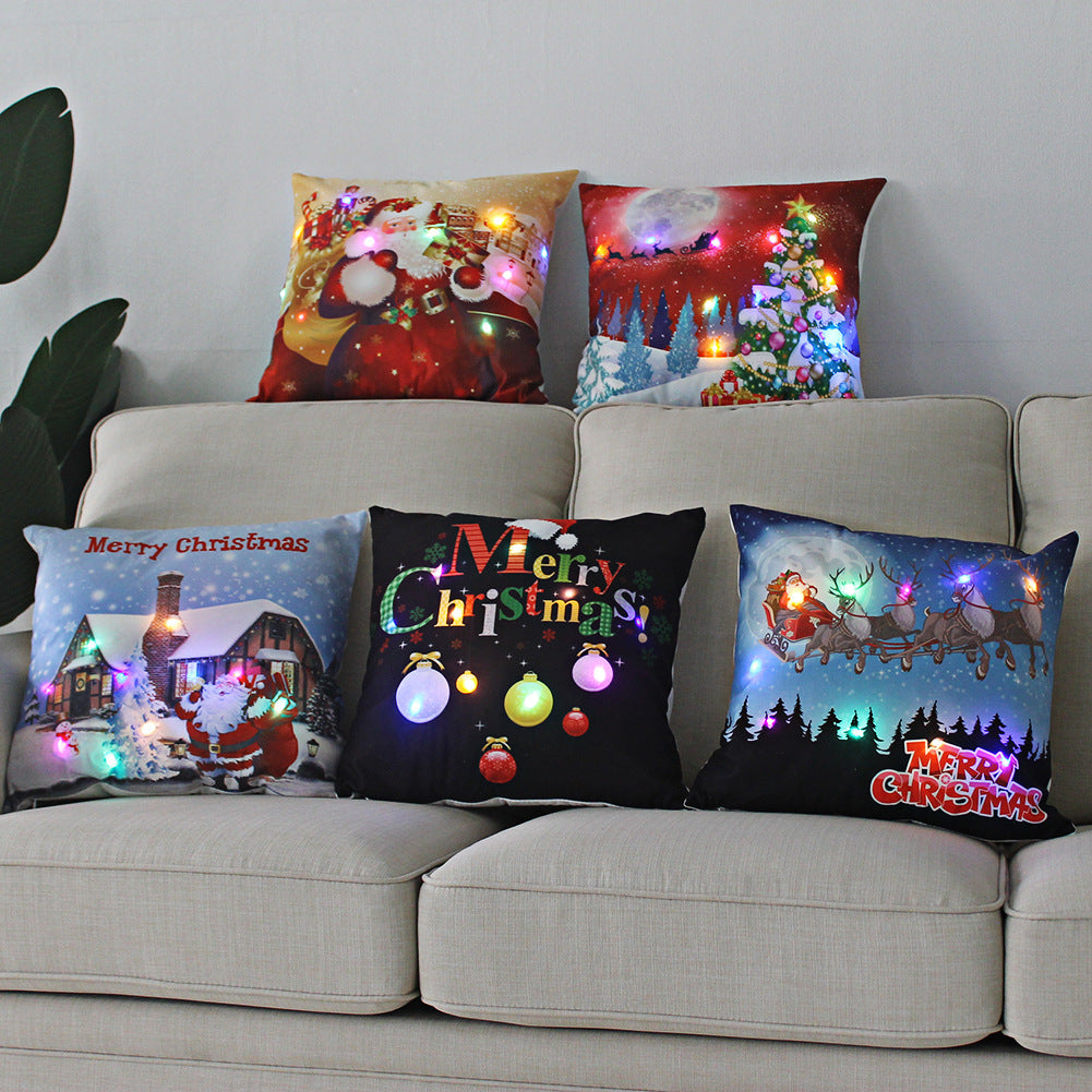 Nordic Style Plush Pillow Case With Bulb Pattern, Perfect For Christmas Home Decor