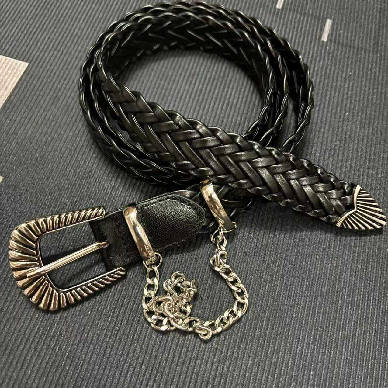 Retro Women’s Braided PU Leather Belt With Alloy Pin Buckle Featuring Braid Surface Finish