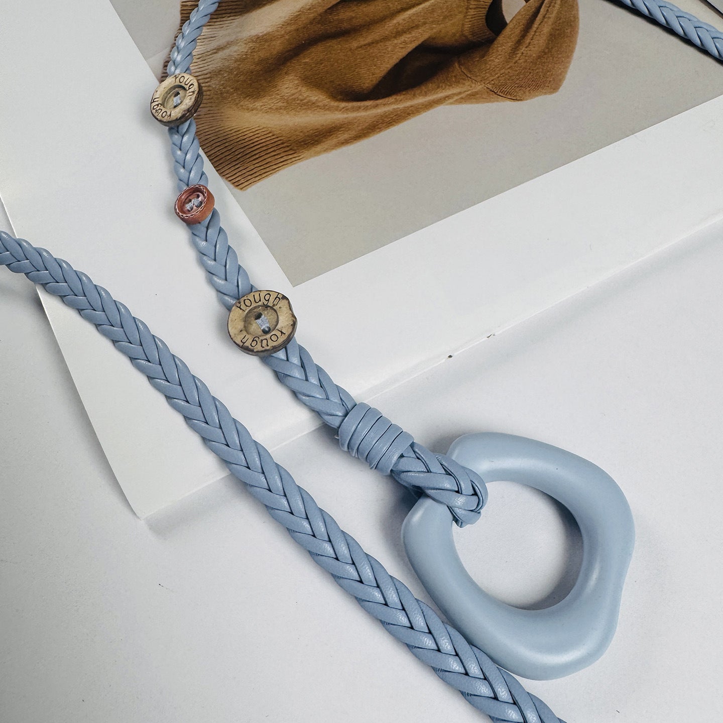 Bohemian Solid Color Braided Belt For Women In Wax Line Material Featuring Rope Buckle