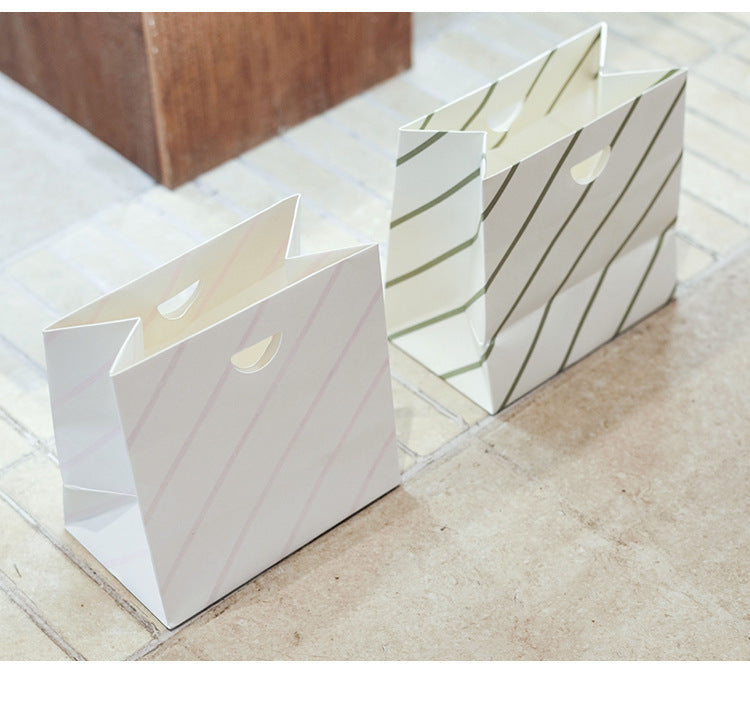 Stripe Wedding Gift Bags In Beige, 10 PCS Package, Paper Card Material, Elegant Wedding Style