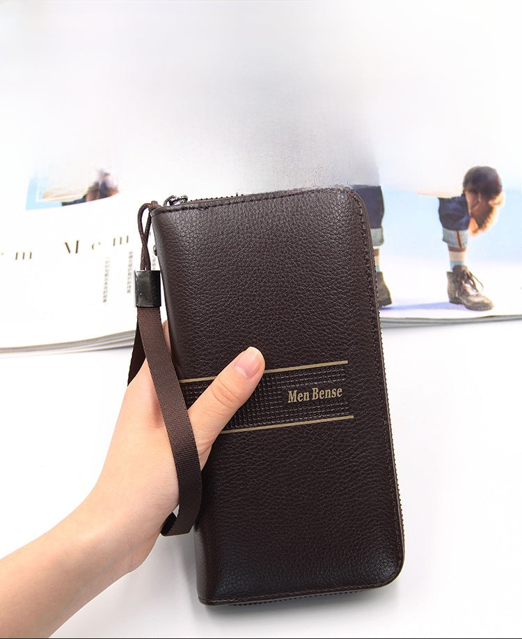 Men's PU Leather Clutch Bag Featuring Letter Pattern, Stylish And Durable