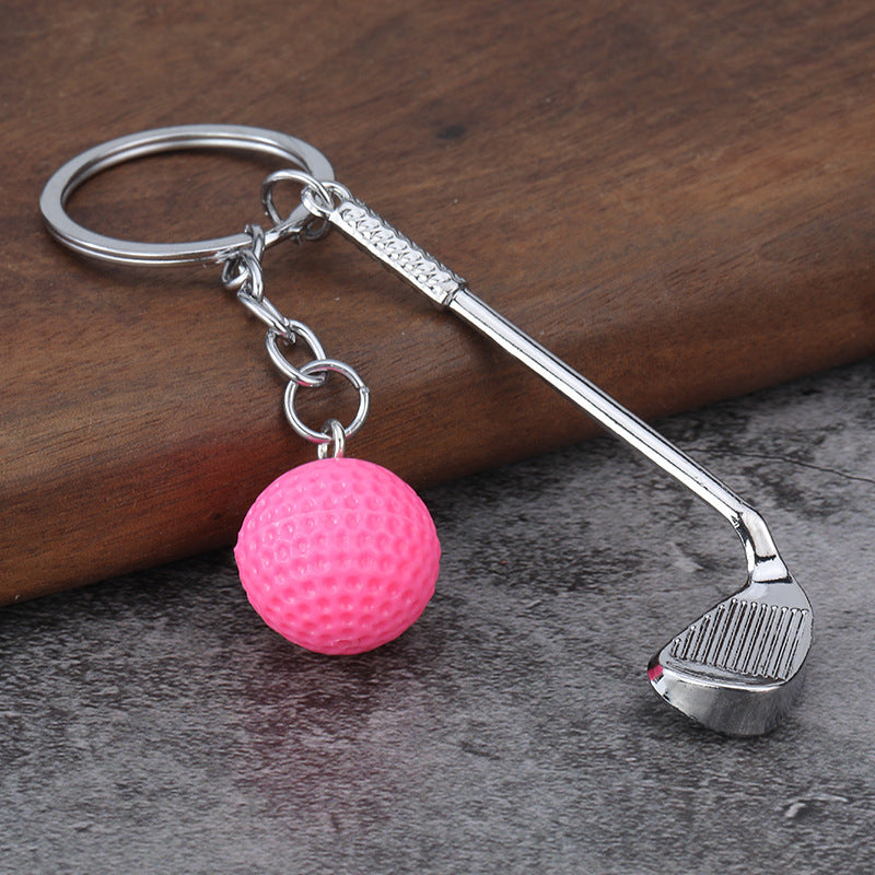 Christmas Golf Key Chain In White Featuring Durable Zinc Alloy Material
