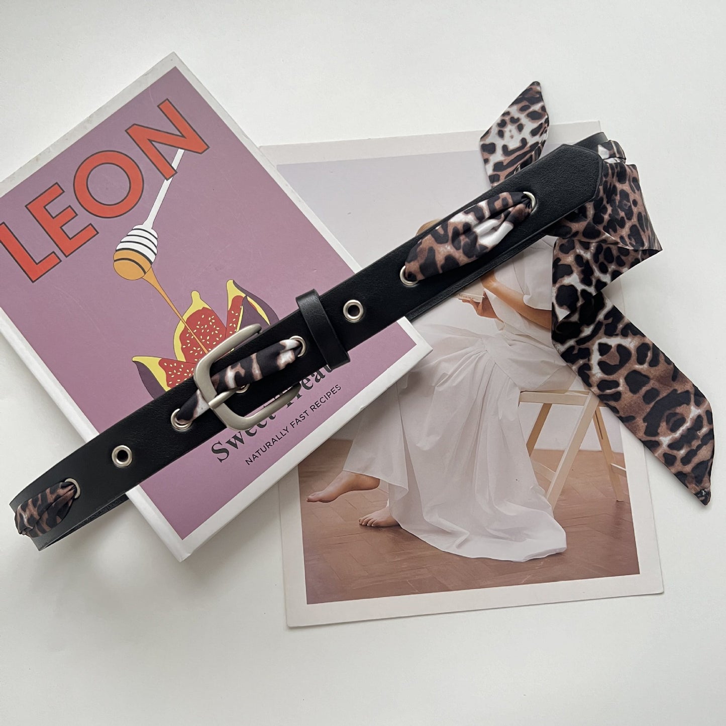 Retro Leopard Print Women’s Belt In PU Leather With Alloy Pin Buckle