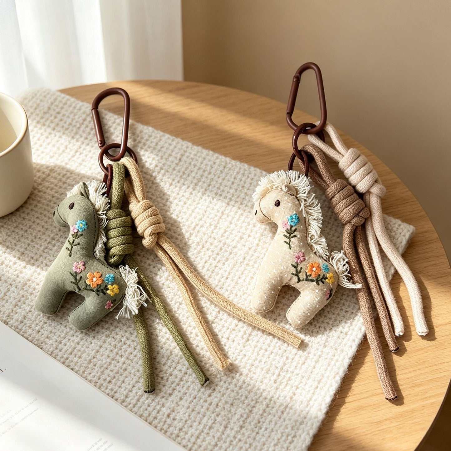Multicolor Knitted Horse Key Chain In Cloth Material Featuring Cute Style