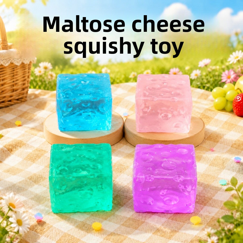 Square Transparent Squishy Toy Made Of Soft TPR Material For Stress Relief And Sensory Play