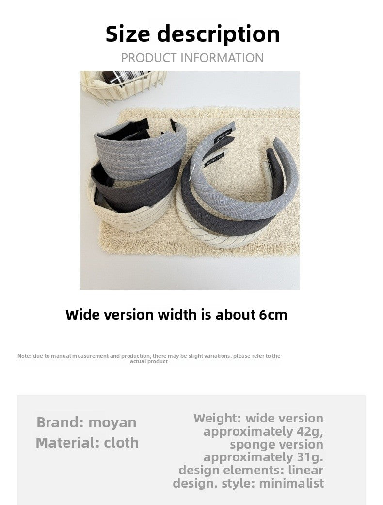 Stripe Hair Band For Women In Light Grey Fabric Material