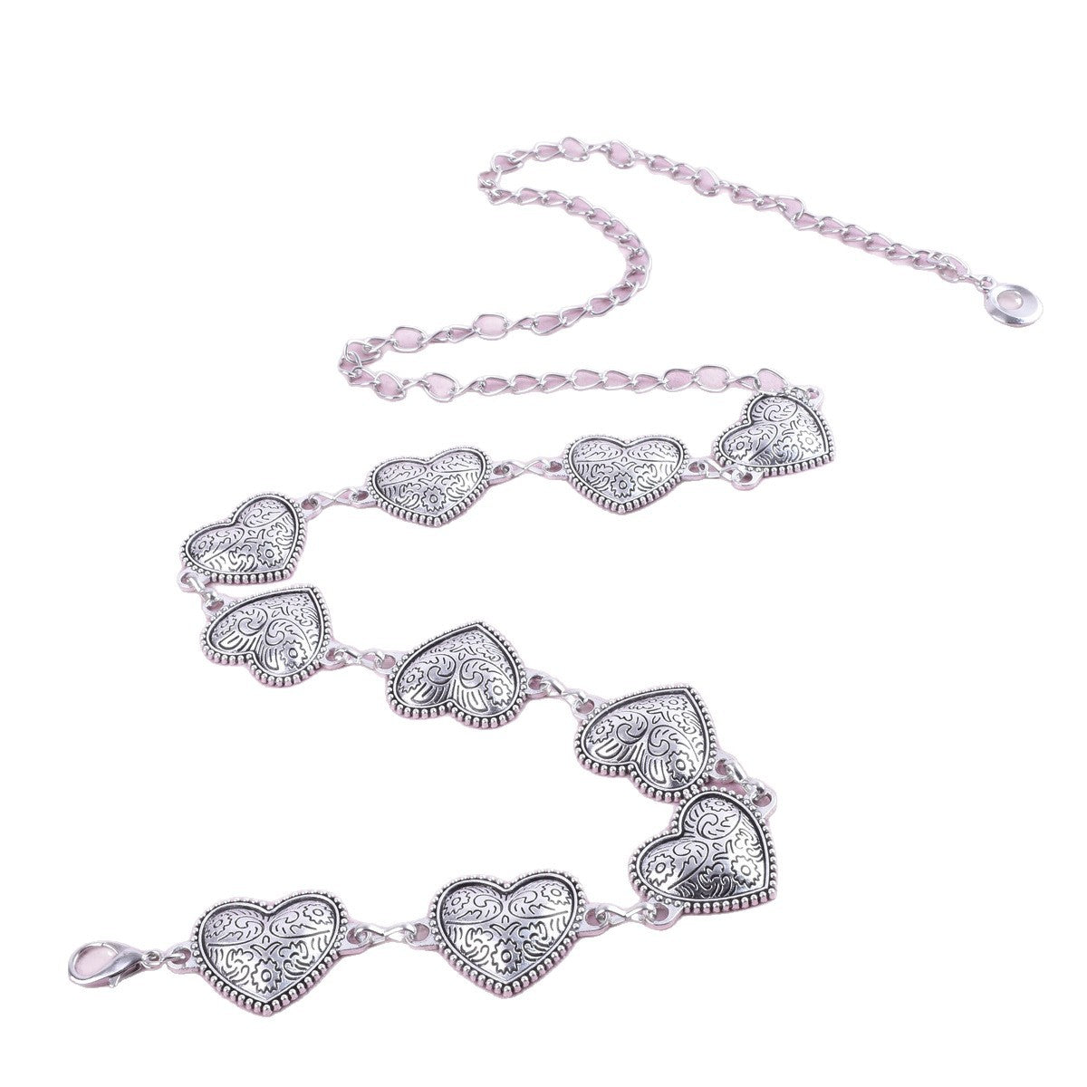 Original Design Heart Shape Waist Chain For Women In Silver Metal
