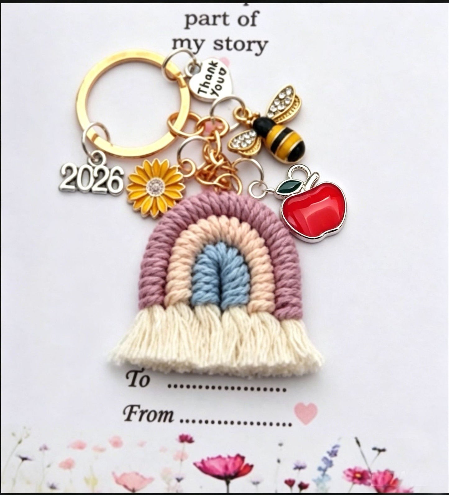 Rainbow Cotton Knitted Bee Key Chain With Pastoral Style, Perfect Thanksgiving Festival Accessory