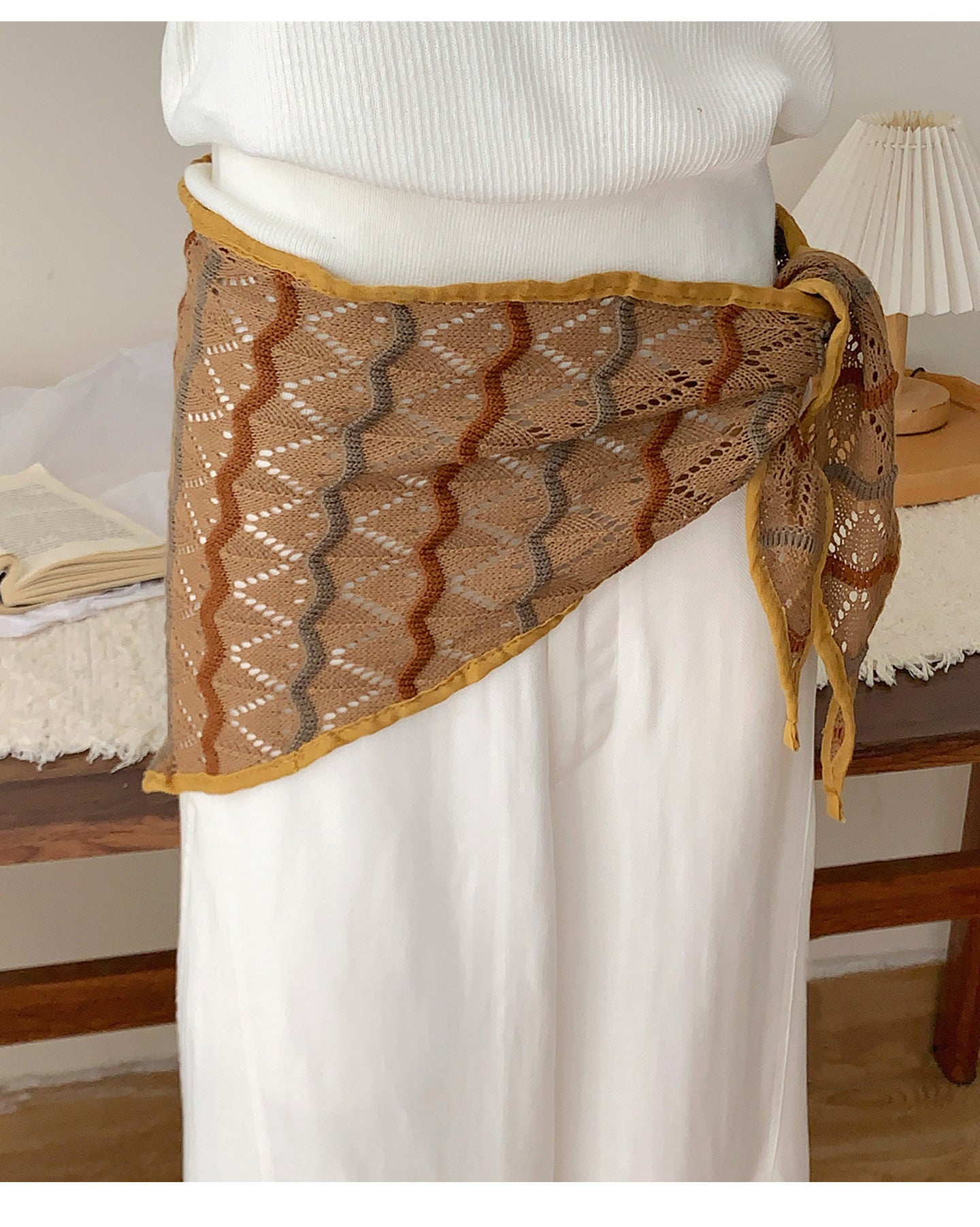 Triangle Scarf For Women In White, Made Of Polyester, Perfect For Spring Season